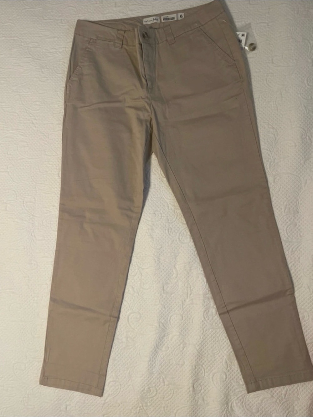 Maison Jules Slim Ankle Pants in Tan